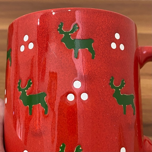 Retired Waechtersbach W. Germany Reindeer with Dots Red Ceramic Christmas Mug - Picture 12 of 14